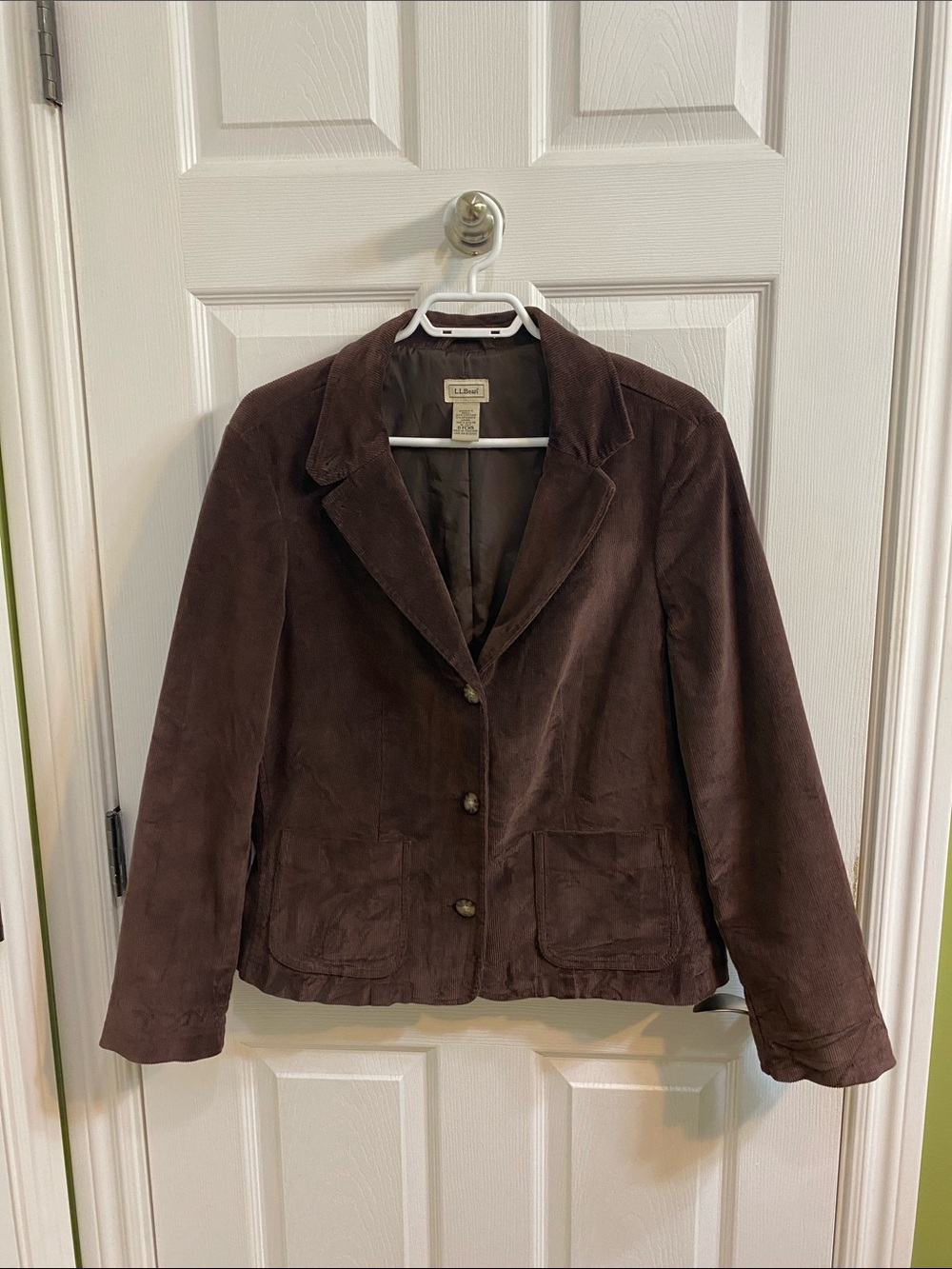 Vintage L.L.Bean chocolate brown corduroy blazer Women’s Size 16 Petite Fall